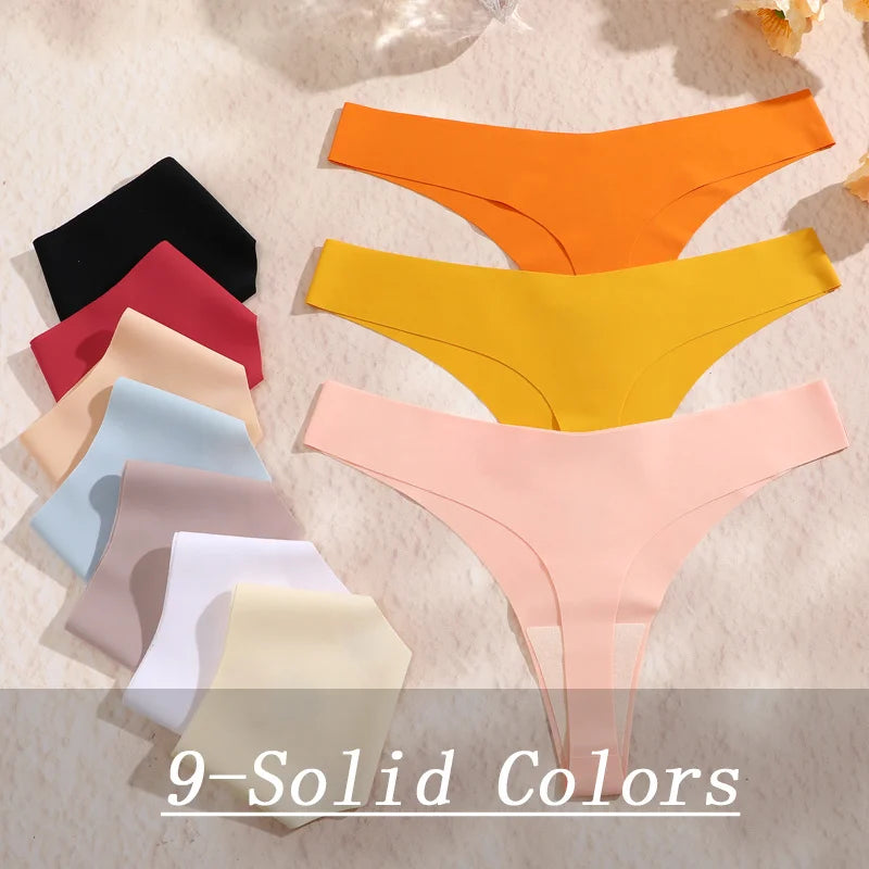 Seamless Panties Set - 3Pcs/ Set - Ultra-thin - V-Waist - Thongs - G-String - Lingerie - Underwear