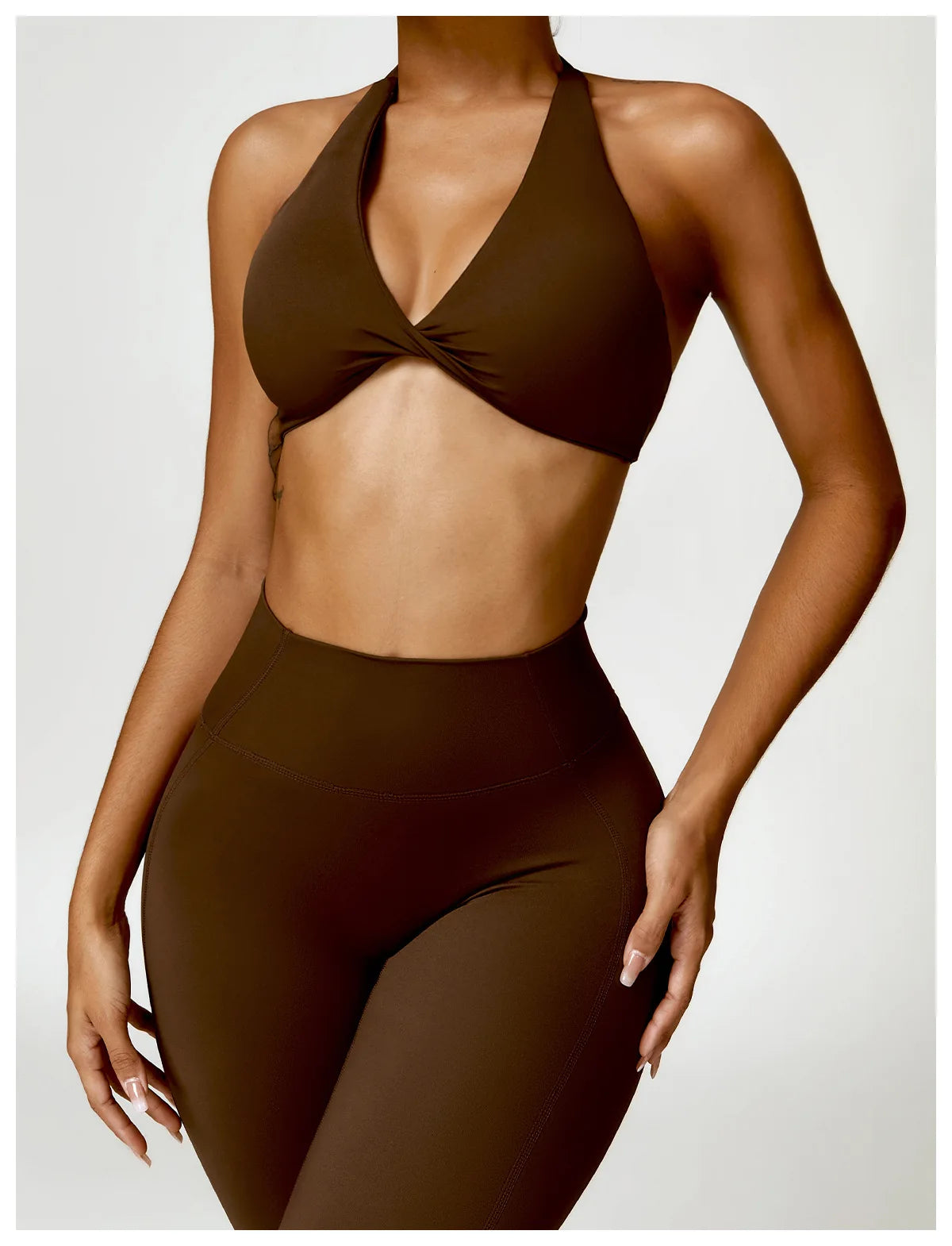 Seamless Yoga Set for Women - High-Waist Leggings & Push-Up Bra - Gym Workout Clothes