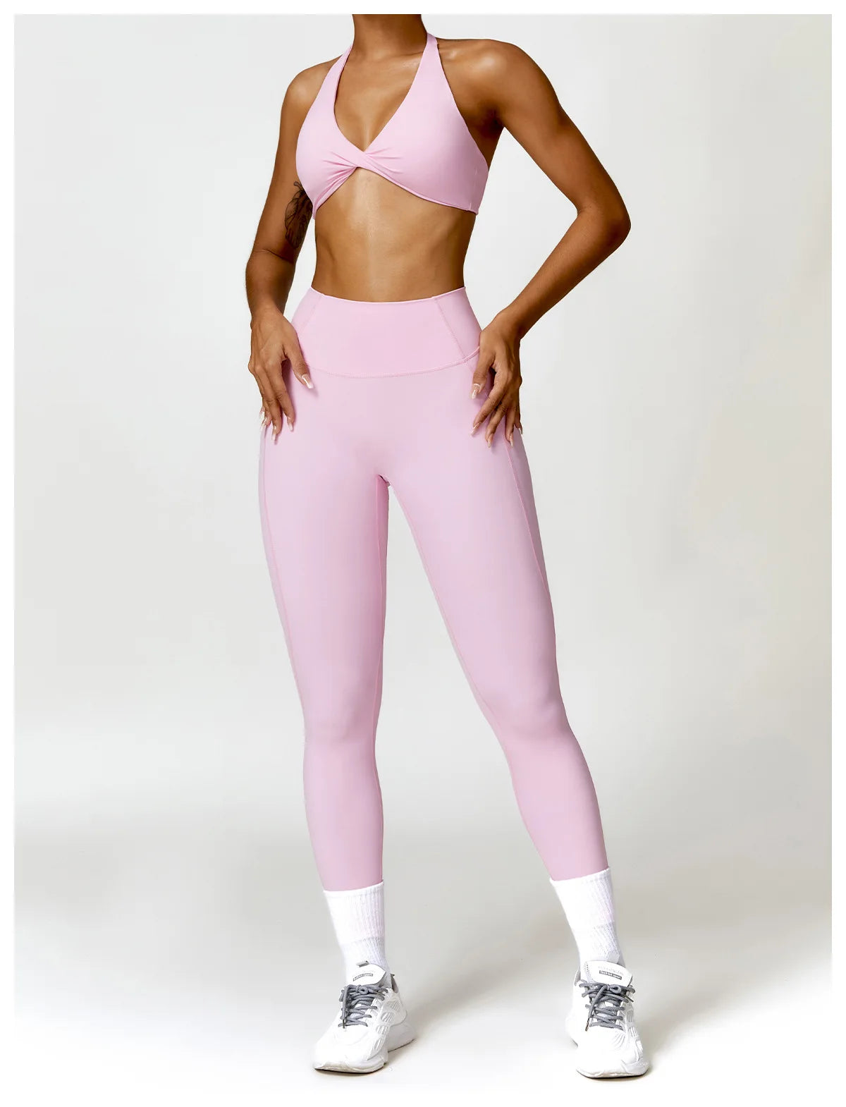 Seamless Yoga Set for Women - High-Waist Leggings & Push-Up Bra - Gym Workout Clothes