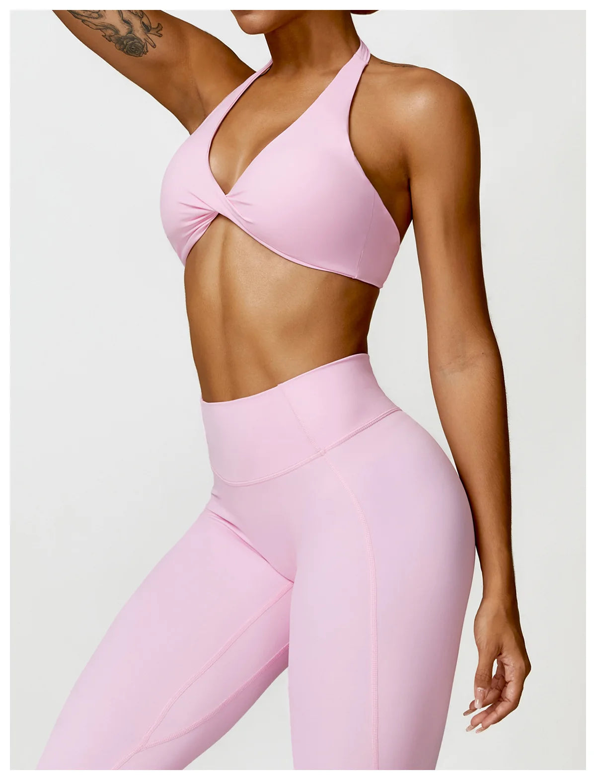 Seamless Yoga Set for Women - High-Waist Leggings & Push-Up Bra - Gym Workout Clothes