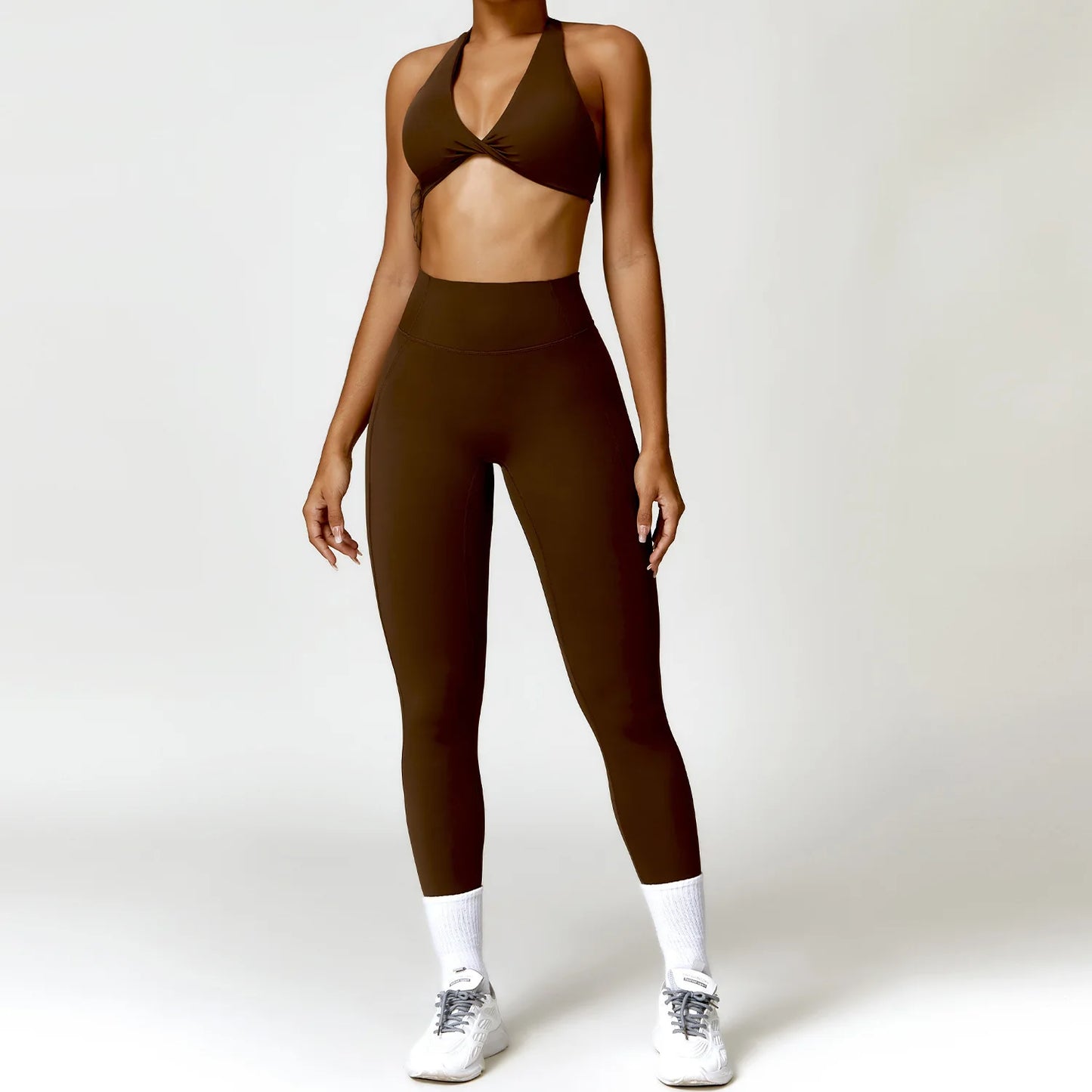 Seamless Yoga Set for Women - High-Waist Leggings & Push-Up Bra - Gym Workout Clothes