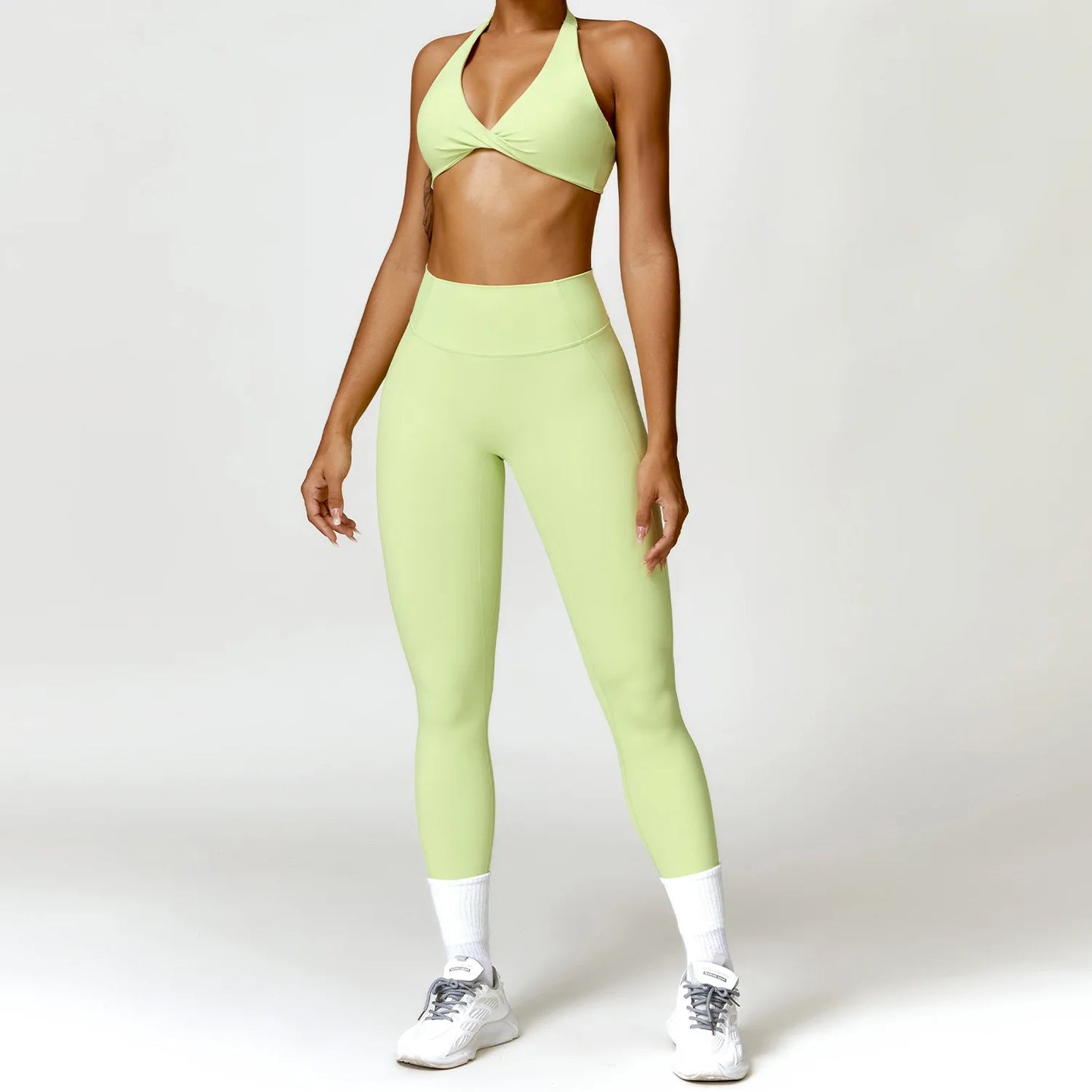 Seamless Yoga Set for Women - High-Waist Leggings & Push-Up Bra - Gym Workout Clothes