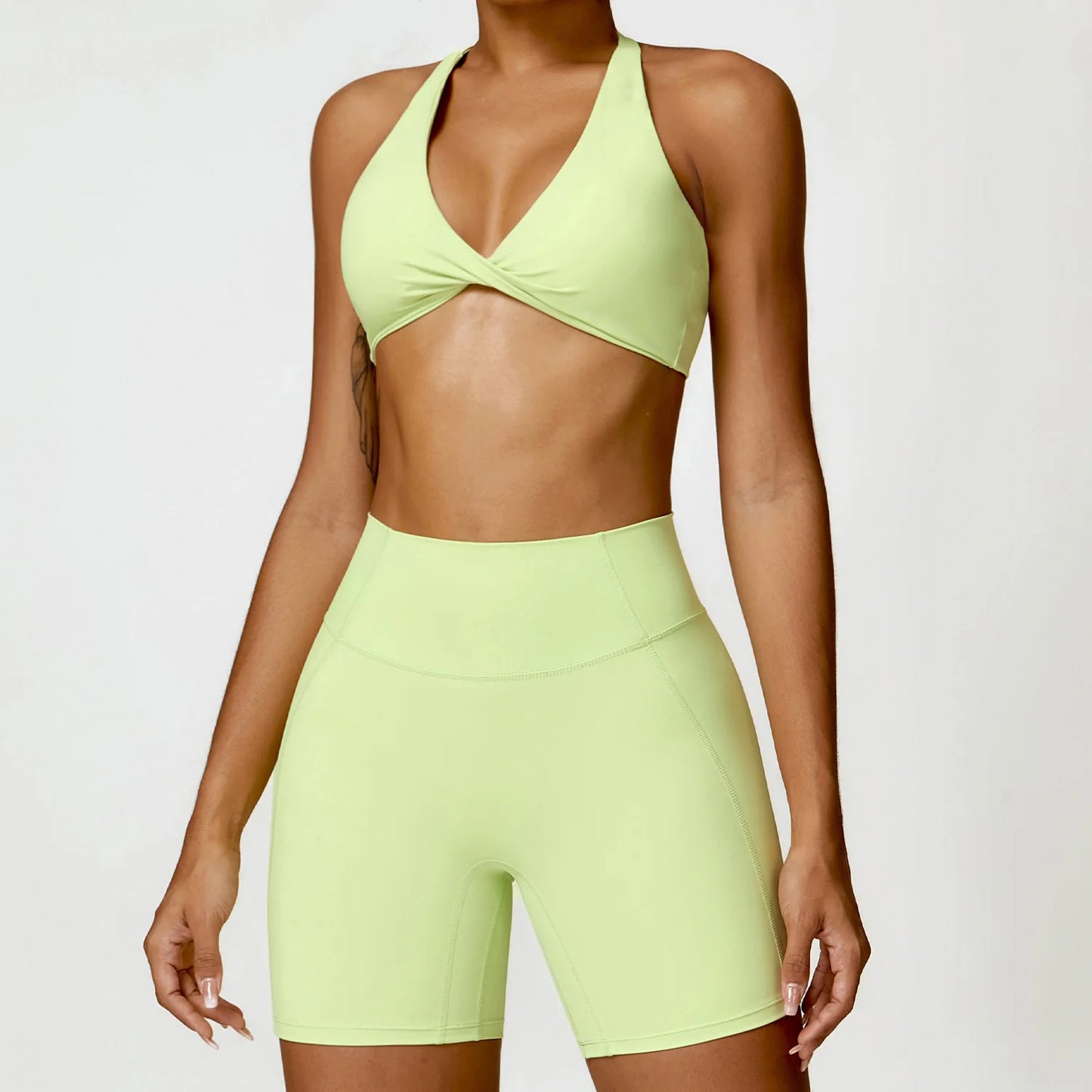Seamless Yoga Set for Women - High-Waist Leggings & Push-Up Bra - Gym Workout Clothes