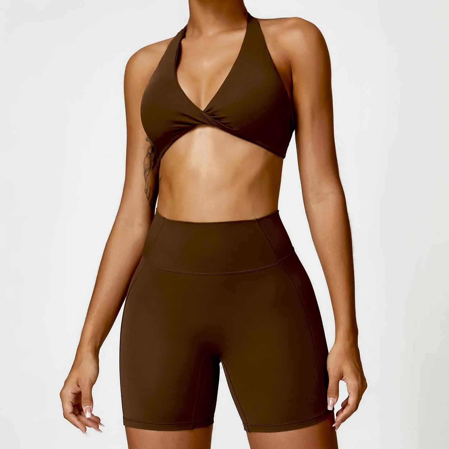 Seamless Yoga Set for Women - High-Waist Leggings & Push-Up Bra - Gym Workout Clothes