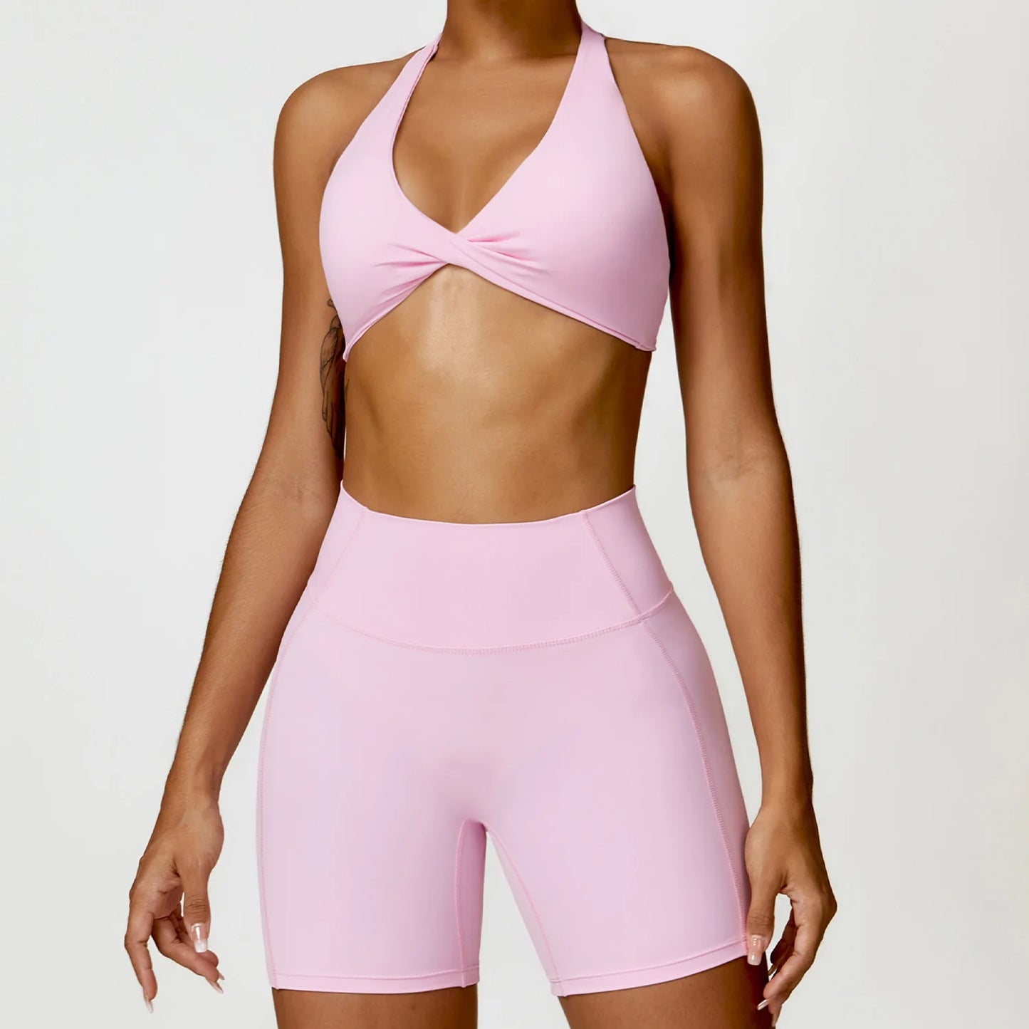 Seamless Yoga Set for Women - High-Waist Leggings & Push-Up Bra - Gym Workout Clothes