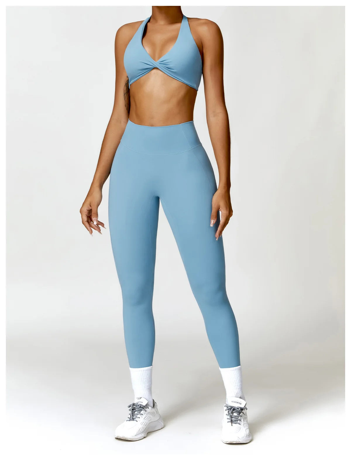 Seamless Yoga Set for Women - High-Waist Leggings & Push-Up Bra - Gym Workout Clothes