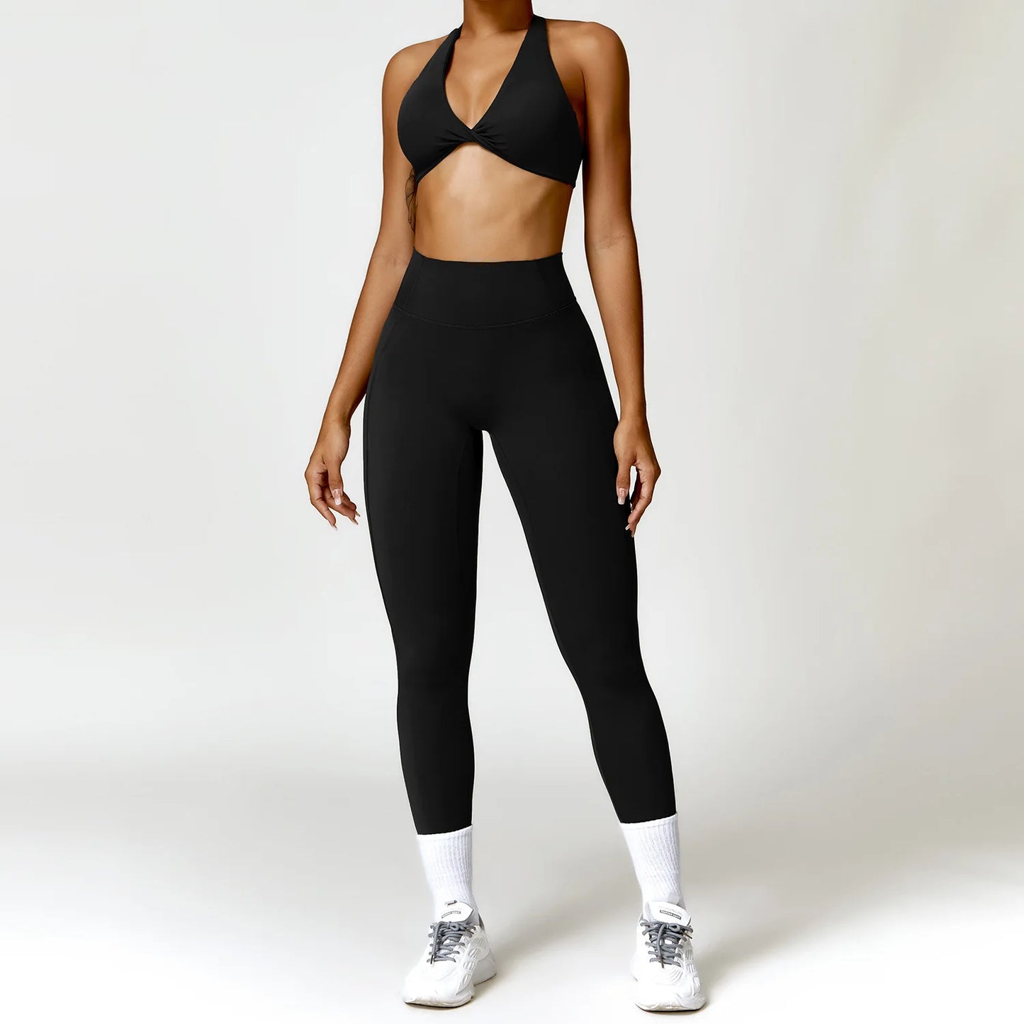 Seamless Yoga Set for Women - High-Waist Leggings & Push-Up Bra - Gym Workout Clothes