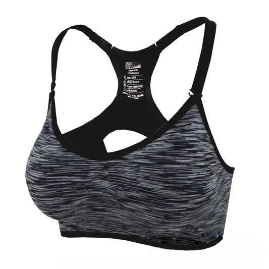 Black and gray sports bra on a white background