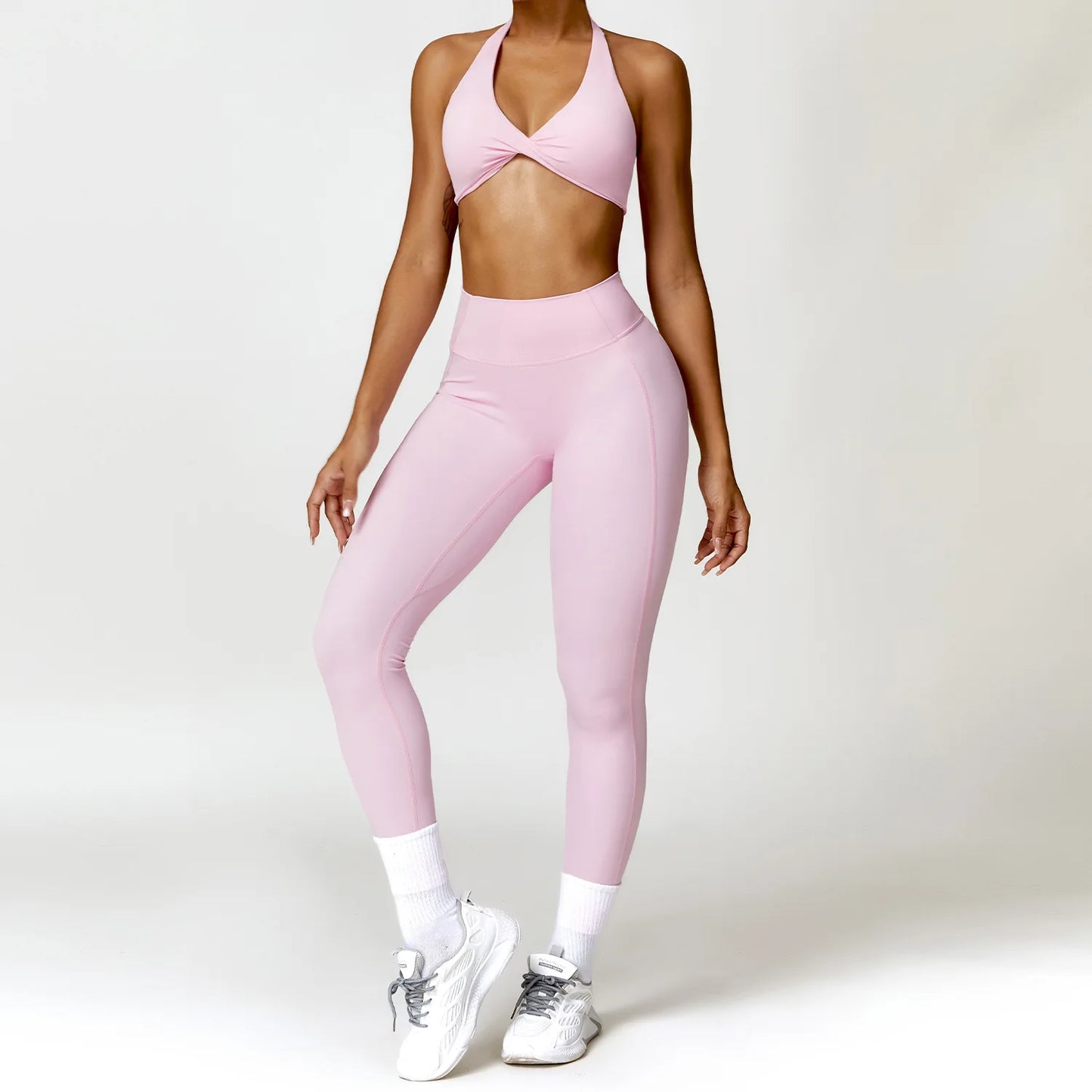 Seamless Yoga Set for Women - High-Waist Leggings & Push-Up Bra - Gym Workout Clothes