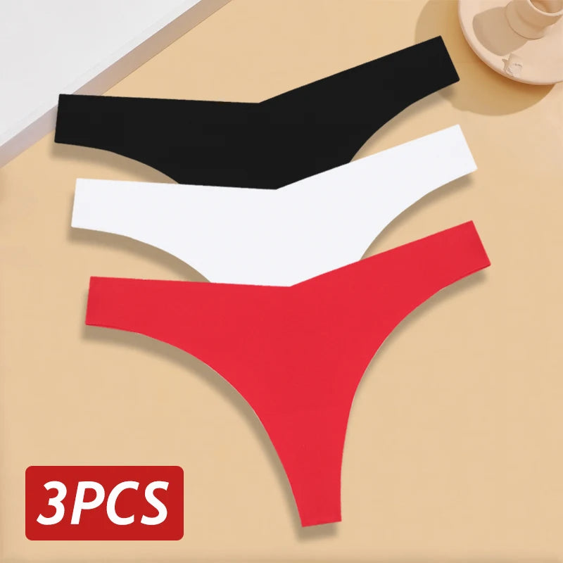 Seamless Panties Set - 3Pcs/ Set - Ultra-thin - V-Waist - Thongs - G-String - Lingerie - Underwear