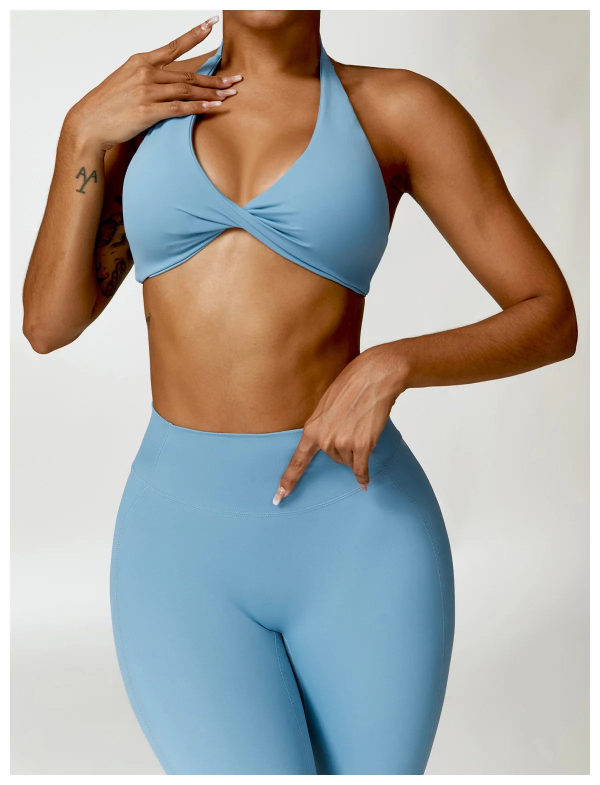 Seamless Yoga Set for Women - High-Waist Leggings & Push-Up Bra - Gym Workout Clothes