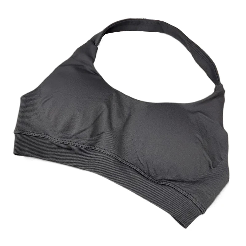 Gray sports bra on a white background